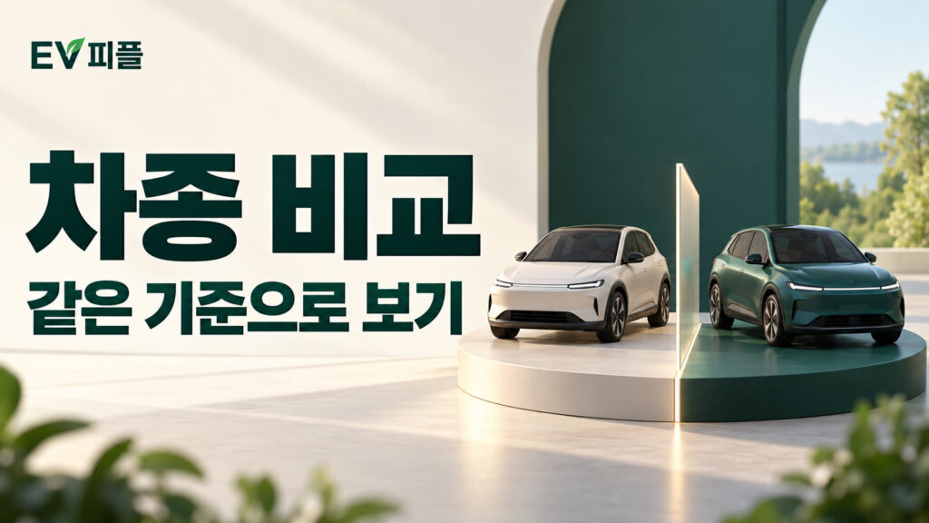 차종 비교 · 같은 기준으로 보기 내용을 표현한 안내 일러스트