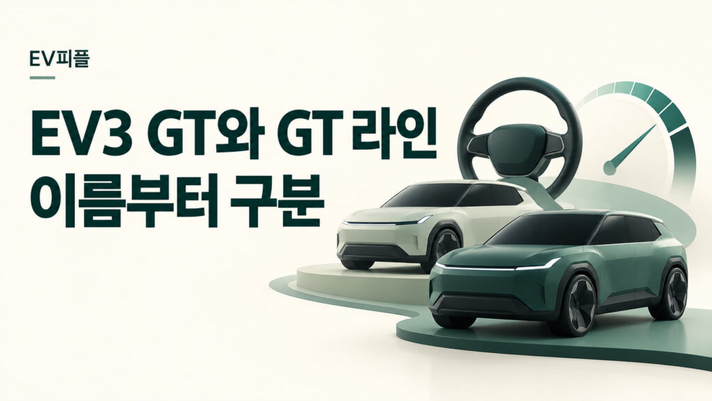 EV3 GT와 GT 라인 · 이름부터 구분 내용을 표현한 안내 일러스트